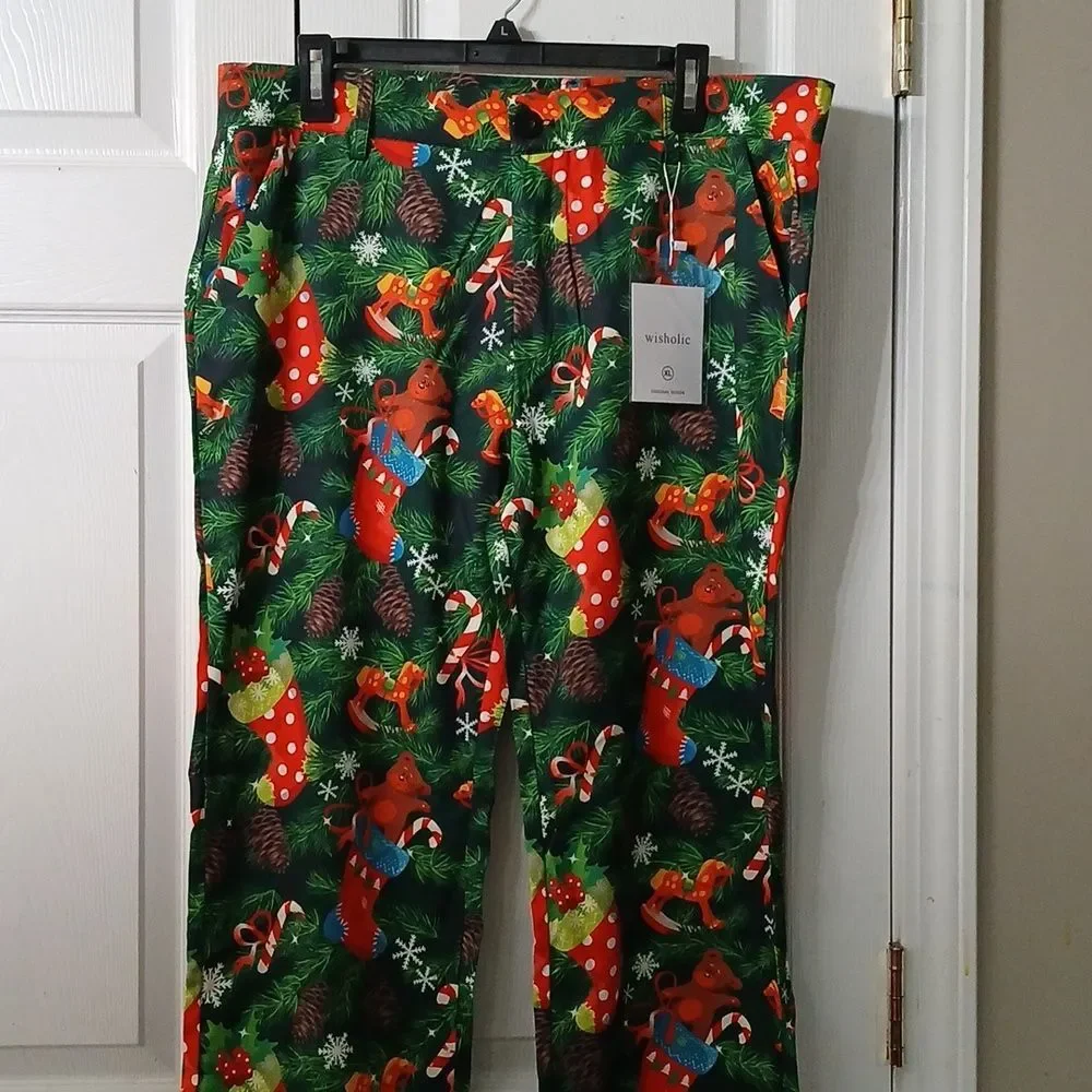 Christmas Men's Festive Holiday Print Pants  Sz XL (36